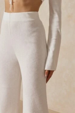 Knitted Flare Leg Trouser -Ladies Clothing Shop cream knitted flare leg trouser 1