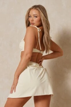 Tie Side Mini Swim Sarong -Ladies Clothing Shop cream tie side mini swim sarong 2