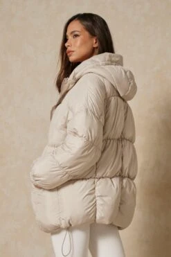 Mid Length Oversized Puffer -Ladies Clothing Shop eggshell mid length oversized puffer 2