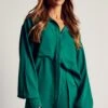 Luxe Twill Pocket Detail Shirt -Ladies Clothing Shop green luxe twill pocket detail shirt