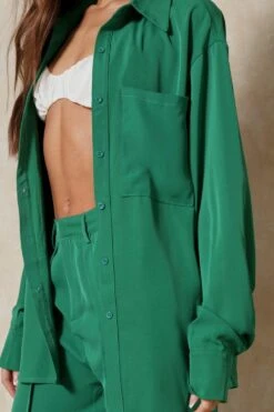 Luxe Twill Pocket Detail Shirt -Ladies Clothing Shop green luxe twill pocket detail shirt 5