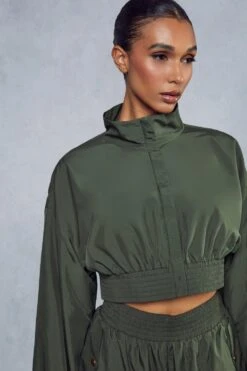 Miss Joslin Cropped Windbreaker Jacket -Ladies Clothing Shop green miss joslin cropped windbreaker jacket 3