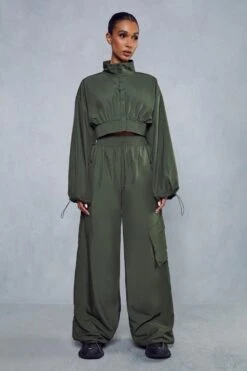 Miss Joslin Cropped Windbreaker Jacket -Ladies Clothing Shop green miss joslin cropped windbreaker jacket 5