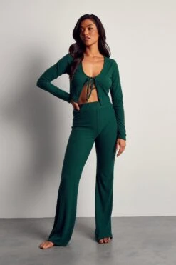 Scoop Neck Rib Top & Trouser Co-ord -Ladies Clothing Shop green scoop neck rib top trouser co ord 3