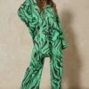 Zebra Print Wide Leg Trouser -Ladies Clothing Shop green zebra print wide leg trouser