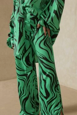 Zebra Print Wide Leg Trouser -Ladies Clothing Shop green zebra print wide leg trouser 3