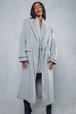Oversized Wool Look Maxi Coat -Ladies Clothing Shop grey oversized wool look maxi coat 4