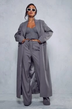 Tailored Straight Leg Trousers -Ladies Clothing Shop grey tailored straight leg trousers 4