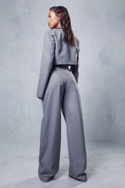 Tailored Wide Leg Trousers -Ladies Clothing Shop grey tailored wide leg trousers 2