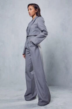 Tailored Wide Leg Trousers -Ladies Clothing Shop grey tailored wide leg trousers 3