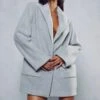 Wool Look Oversized Longline Blazer -Ladies Clothing Shop grey wool look oversized longline blazer