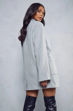 Wool Look Oversized Longline Blazer -Ladies Clothing Shop grey wool look oversized longline blazer 2
