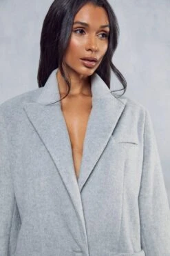 Wool Look Oversized Longline Blazer -Ladies Clothing Shop grey wool look oversized longline blazer 5