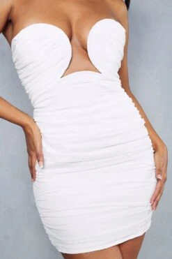Premium Mesh Curved Bust Ruched Mini Dress -Ladies Clothing Shop ivory premium mesh curved bust ruched mini dress 4