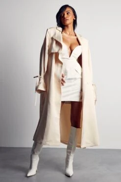 Premium Satin Plunge Corset Dress -Ladies Clothing Shop ivory premium satin plunge corset dress 3