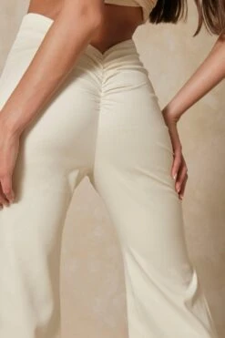 Ruched Bum Flare Trouser -Ladies Clothing Shop ivory ruched bum flare trouser 1