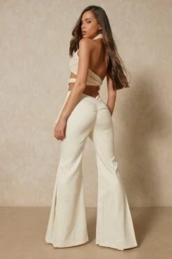 Ruched Bum Flare Trouser -Ladies Clothing Shop ivory ruched bum flare trouser 2