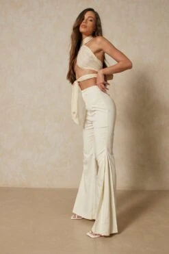 Ruched Bum Flare Trouser -Ladies Clothing Shop ivory ruched bum flare trouser 5