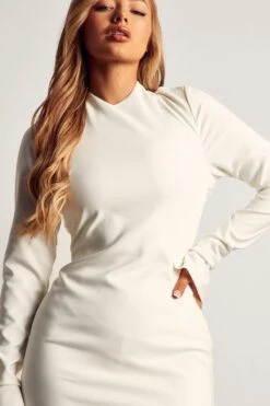 Stretch Cut Out Low Back Mini Dress -Ladies Clothing Shop ivory stretch cut out low back mini dress 4