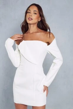 Structured Off Shoulder Mini Dress