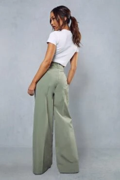 Pleat Front Straight Leg Trousers -Ladies Clothing Shop khaki pleat front straight leg trousers 2