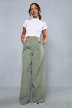 Pleat Front Straight Leg Trousers -Ladies Clothing Shop khaki pleat front straight leg trousers 3