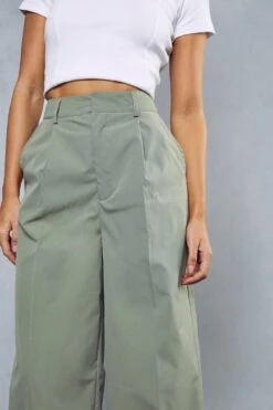 Pleat Front Straight Leg Trousers -Ladies Clothing Shop khaki pleat front straight leg trousers 4