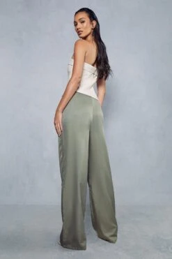 Tie Waist Straight Leg Trouser -Ladies Clothing Shop khaki tie waist straight leg trouser 2