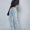 Split Hem Distressed Straight Leg Jeans -Ladies Clothing Shop light blue split hem distressed straight leg jeans