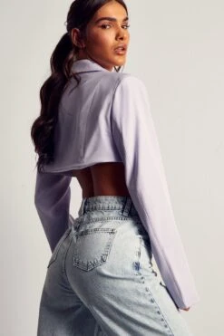 Cropped Dip Hem Blazer 10 Cropped Dip Hem Blazer -Ladies Clothing Shop lilac cropped dip hem blazer 2