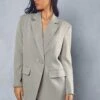 Double Button Cross Front Blazer -Ladies Clothing Shop mink double button cross front blazer