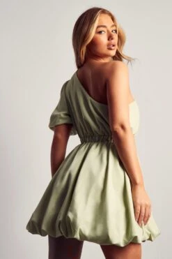 One Shoulder Puffball Mini Dress -Ladies Clothing Shop mint one shoulder puffball mini dress 2