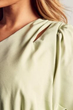 One Shoulder Puffball Mini Dress -Ladies Clothing Shop mint one shoulder puffball mini dress 4