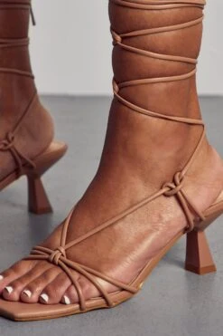 Square Toe Strappy Mid Heel -Ladies Clothing Shop mocha square toe strappy mid heel 1