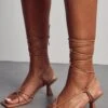 Square Toe Strappy Mid Heel -Ladies Clothing Shop mocha square toe strappy mid heel