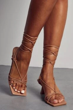 Square Toe Strappy Mid Heel -Ladies Clothing Shop mocha square toe strappy mid heel 2