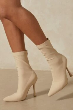 Knitted Ribbed Ankle Boots -Ladies Clothing Shop nude knitted ribbed ankle boots 2