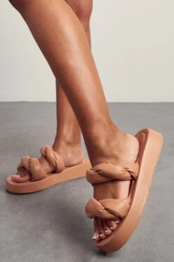Padded Twist Platform Sandals -Ladies Clothing Shop nude padded twist platform sandals 2