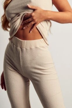 Brushed Rib Relaxed Trouser -Ladies Clothing Shop oatmeal brushed rib relaxed trouser 4