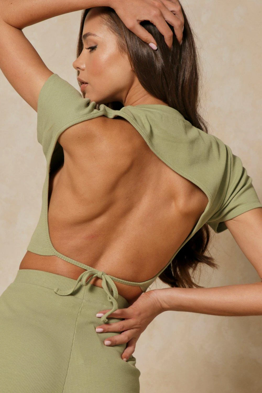 Ribbed Backless Top And Flare Co-ord 4 Ribbed Backless Top And Flare Co-ord - Image 2