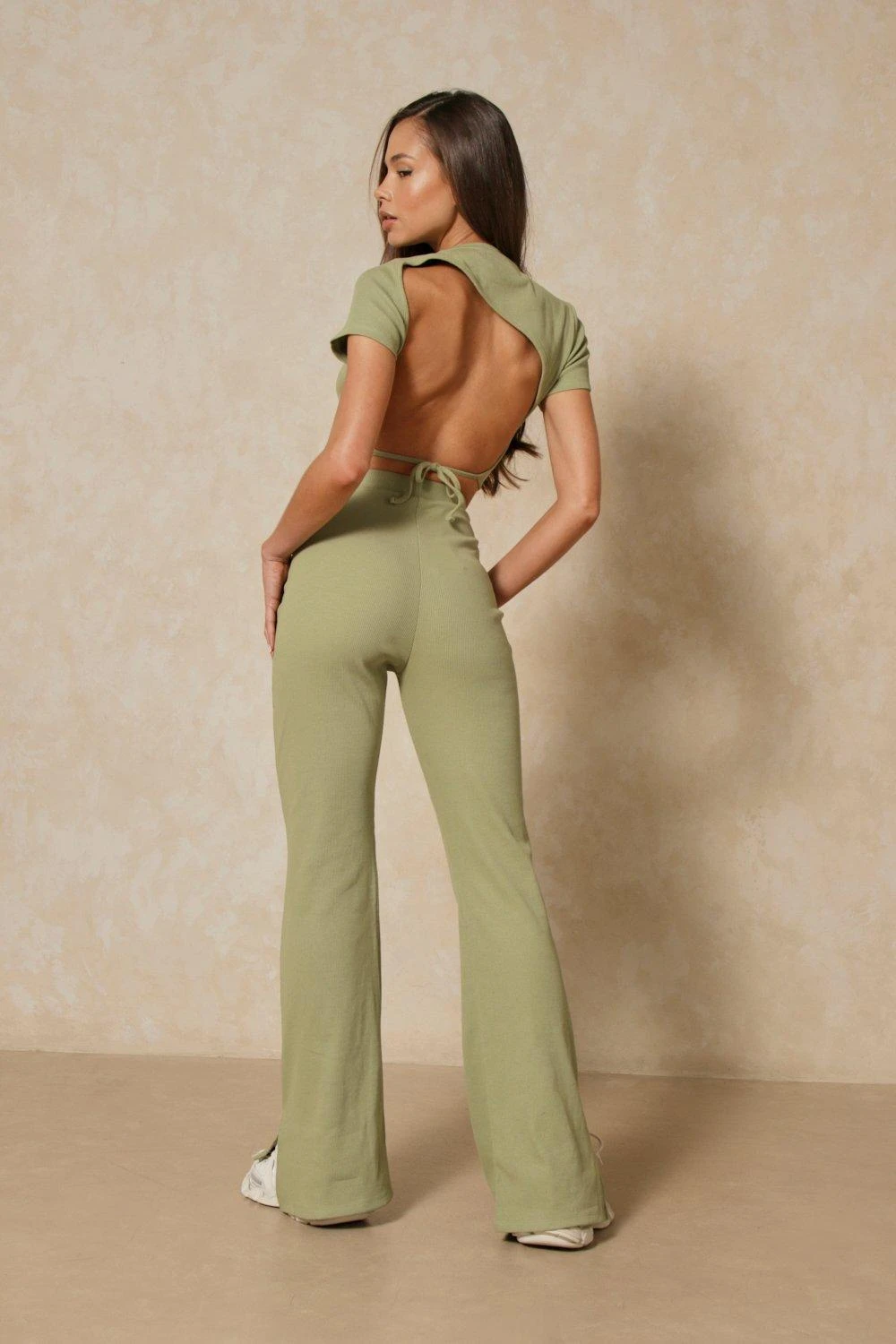Ribbed Backless Top And Flare Co-ord 7 Ribbed Backless Top And Flare Co-ord - Image 5