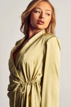 Satin Ruched Kimono Style Shirt -Ladies Clothing Shop olive satin ruched kimono style shirt 4