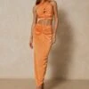 Dip Front Midi Skirt -Ladies Clothing Shop orange dip front midi skirt