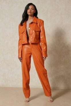 Leather Look High Waisted Trouser