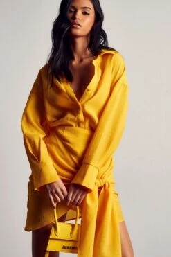 Textured Crinkle Drape Side Skirt Co-ord -Ladies Clothing Shop orange textured crinkle drape side skirt co ord 4