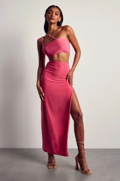 Double Layer Slinky Asymmetric Maxi Co-ord