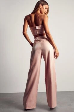 High Shine Wide Leg Trousers -Ladies Clothing Shop pink high shine wide leg trousers 2