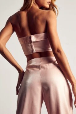 High Shine Wide Leg Trousers -Ladies Clothing Shop pink high shine wide leg trousers 4