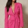 Pin Tuck Waist Blazer -Ladies Clothing Shop pink pin tuck waist blazer