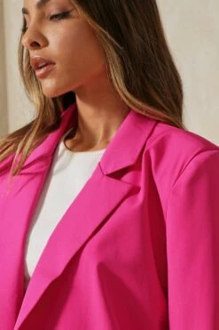 Tie Sleeve Oversized Blazer -Ladies Clothing Shop pink tie sleeve oversized blazer 5